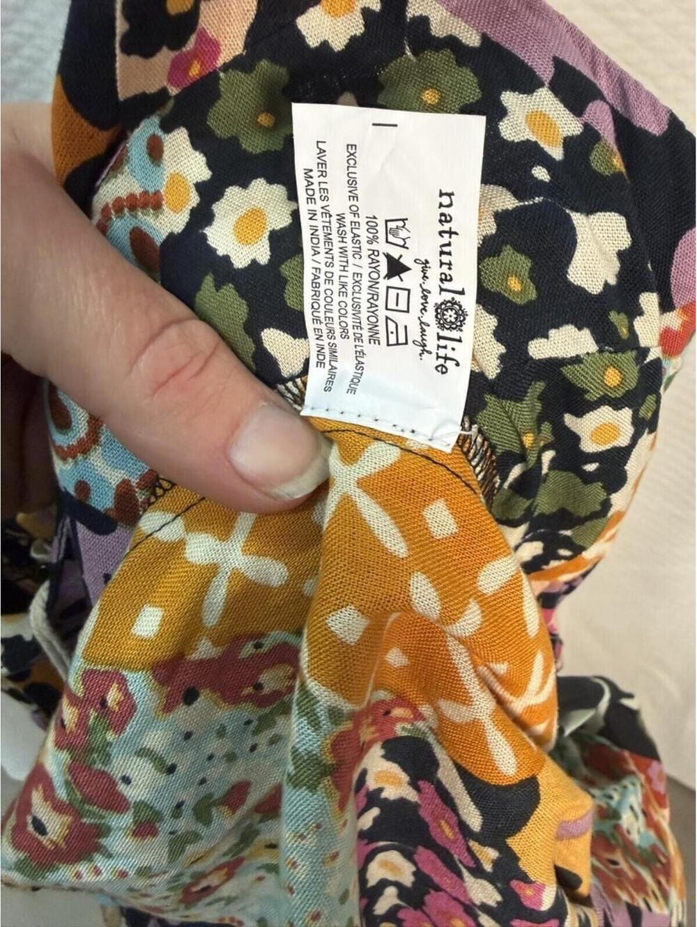 NATURAL LIFE TRICIA MINI DRESS XS/S BOHO Sun Dress Floral Diamonds Patchwork NWT - Picture 7 of 7